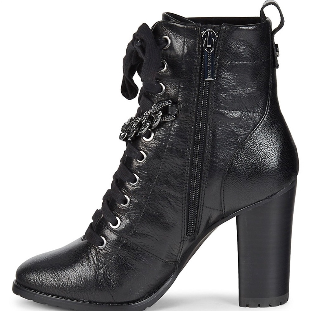 NEW LAGERFELD PARIS JADA LACE UP BOOTIES BLACK - Picture 5 of 7